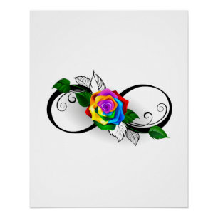 Infinity Symbol with Rainbow Rose Poster