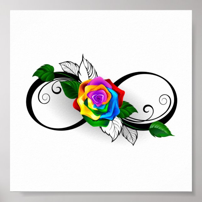 Infinity Symbol with Rainbow Rose Poster (Front)