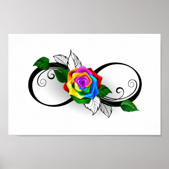 Infinity Symbol with Rainbow Rose Poster (Front)