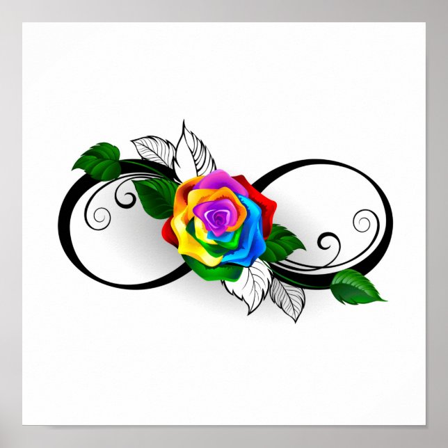 Infinity Symbol with Rainbow Rose Poster (Front)