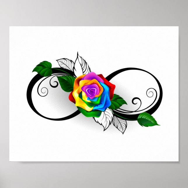 Infinity Symbol with Rainbow Rose Poster (Front)