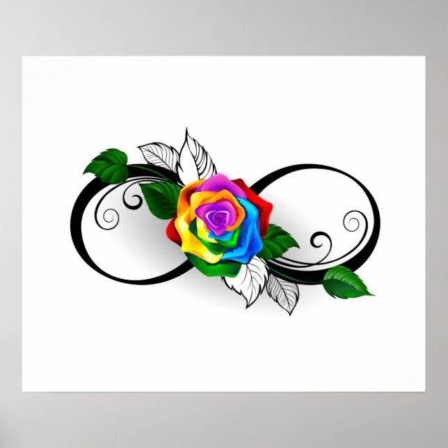 Infinity Symbol with Rainbow Rose Poster (Front)