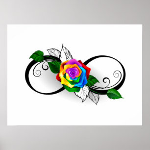Infinity Symbol with Rainbow Rose Poster