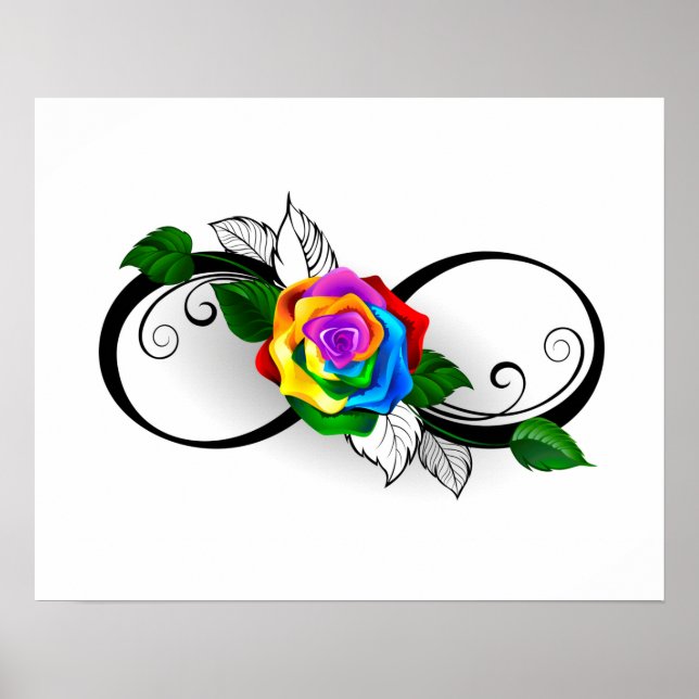 Infinity Symbol with Rainbow Rose Poster (Front)