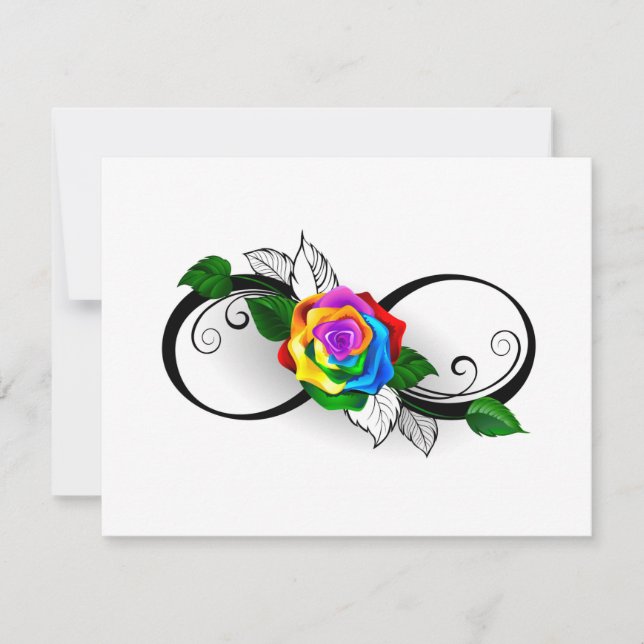 Infinity Symbol with Rainbow Rose RSVP Card (Front)