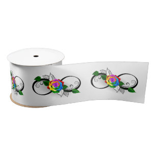 Infinity Symbol with Rainbow Rose Satin Ribbon