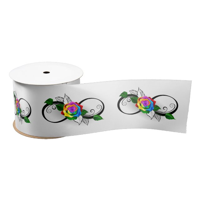 Infinity Symbol with Rainbow Rose Satin Ribbon (Spool)