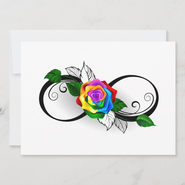 Infinity Symbol with Rainbow Rose Save The Date (Front)