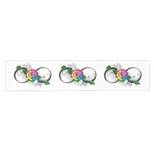 Infinity Symbol with Rainbow Rose Short Table Runner