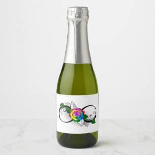 Infinity Symbol with Rainbow Rose Sparkling Wine Label