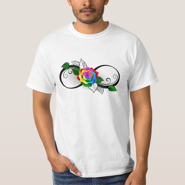 Infinity Symbol with Rainbow Rose T-Shirt (Front)