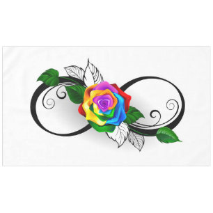 Infinity Symbol with Rainbow Rose Tablecloth