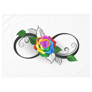 Infinity Symbol with Rainbow Rose Tablecloth