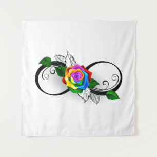 Infinity Symbol with Rainbow Rose Tapestry