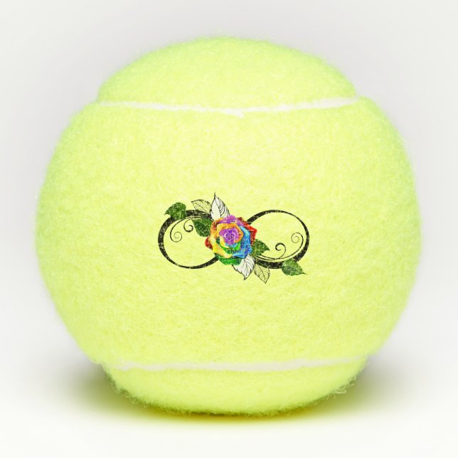 Infinity Symbol with Rainbow Rose Tennis Balls (Front)