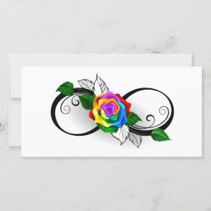 Infinity Symbol with Rainbow Rose Thank You Card