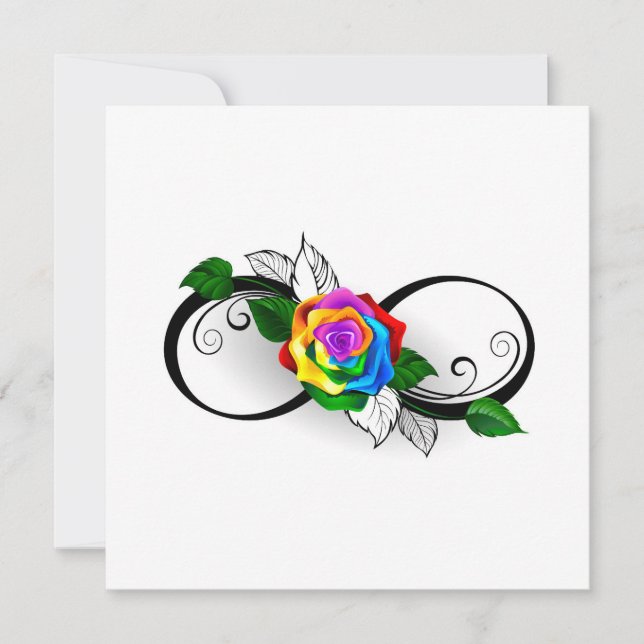 Infinity Symbol with Rainbow Rose Thank You Card (Front)