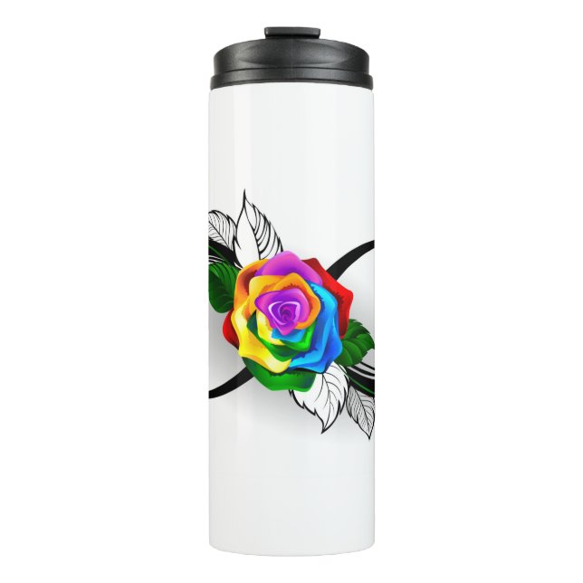 Infinity Symbol with Rainbow Rose Thermal Tumbler (Front)