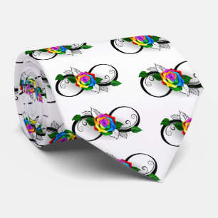 Infinity Symbol with Rainbow Rose Tie