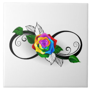 Infinity Symbol with Rainbow Rose Tile