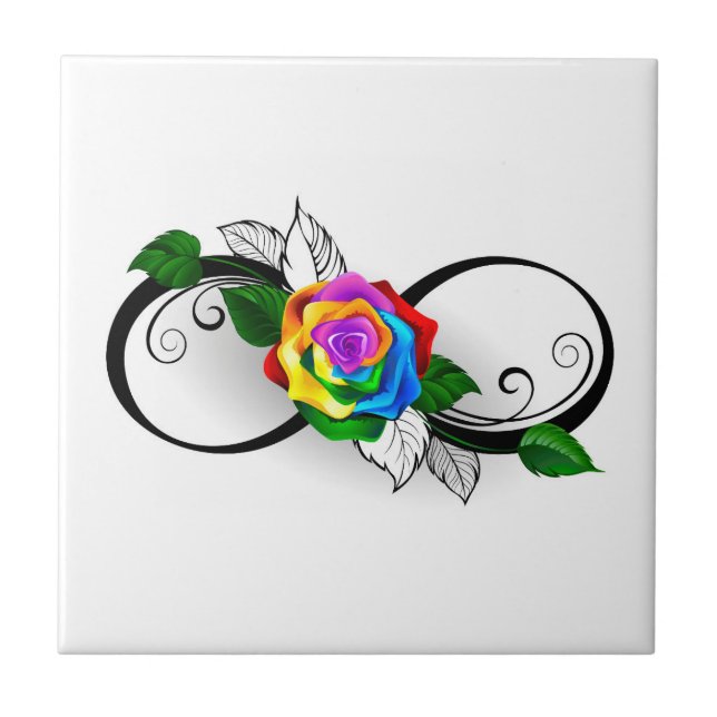 Infinity Symbol with Rainbow Rose Tile (Front)