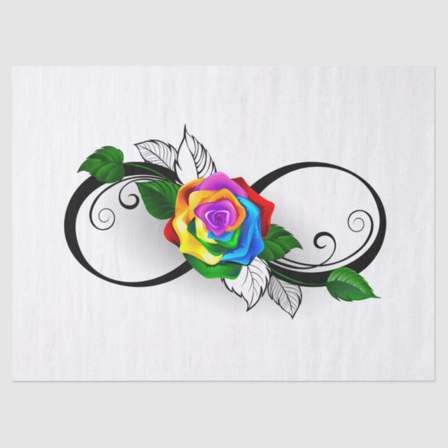 Infinity Symbol with Rainbow Rose Tissue Paper (Front)