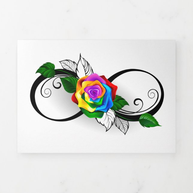 Infinity Symbol with Rainbow Rose Tri-Fold Card (Cover)