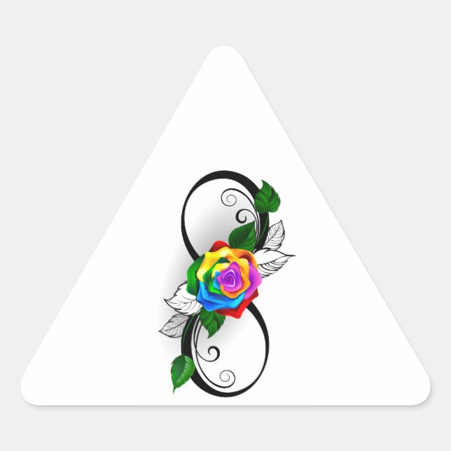 Infinity Symbol with Rainbow Rose Triangle Sticker (Front)