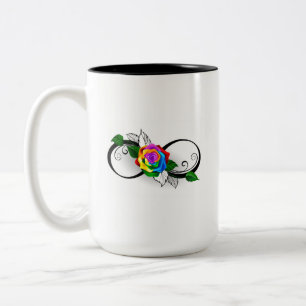 Infinity Symbol with Rainbow Rose Two-Tone Coffee Mug
