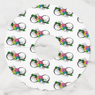 Infinity Symbol with Rainbow Rose Wine Glass Tag