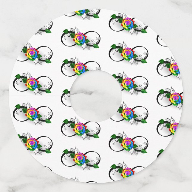 Infinity Symbol with Rainbow Rose Wine Glass Tag (Front)