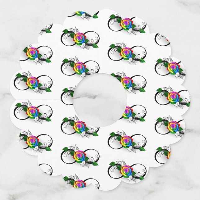 Infinity Symbol with Rainbow Rose Wine Glass Tag (Front)