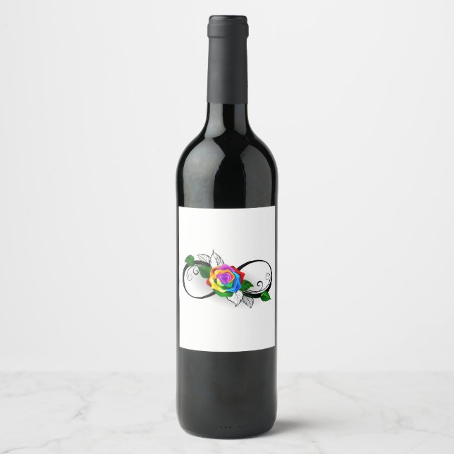 Infinity Symbol with Rainbow Rose Wine Label (Front)