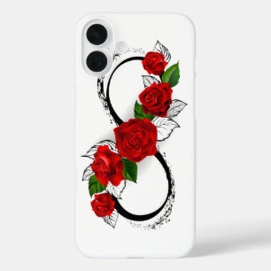 Infinity Symbol with Red Roses iPhone 16 Plus Case