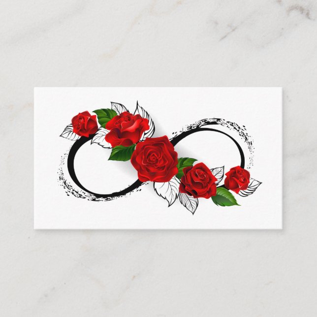 Infinity Symbol with Red Roses Discount Card (Front)