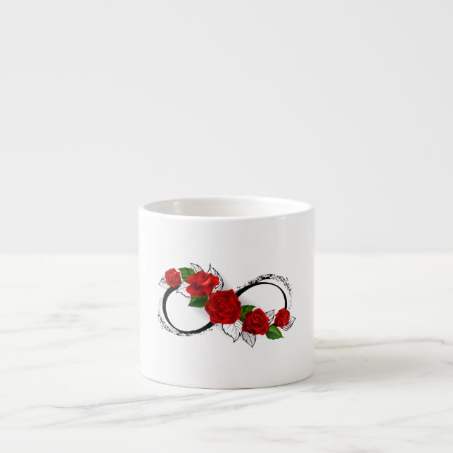 Infinity Symbol with Red Roses Espresso Cup (Front)