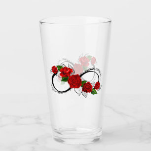 Infinity Symbol with Red Roses Glass