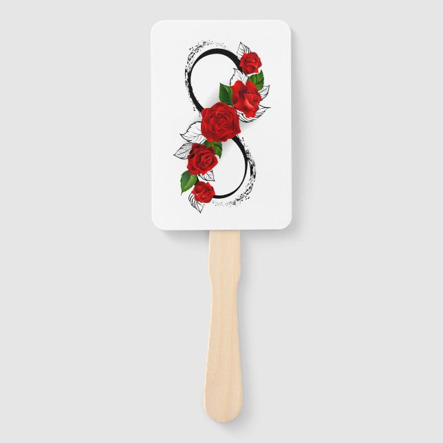 Infinity Symbol with Red Roses Hand Fan (Front)