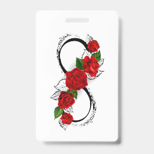 Infinity Symbol with Red Roses ID Badge