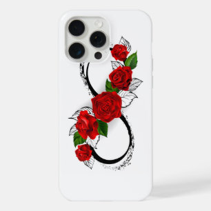 Infinity Symbol with Red Roses iPhone 15 Pro Max Case