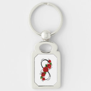 Infinity Symbol with Red Roses Key Ring