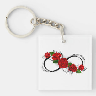 Infinity Symbol with Red Roses Key Ring