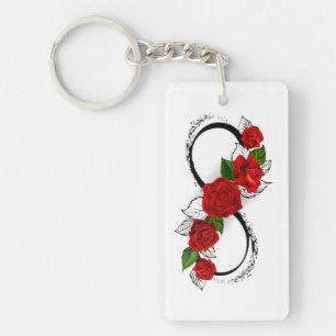 Infinity Symbol with Red Roses Key Ring