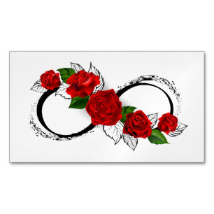 Infinity Symbol with Red Roses Magnetic Business Card