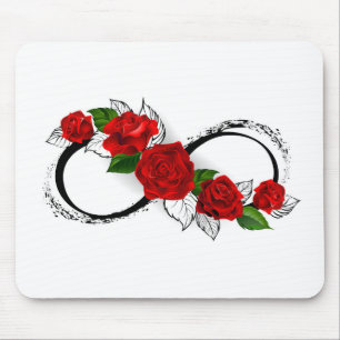 Infinity Symbol with Red Roses Mouse Mat