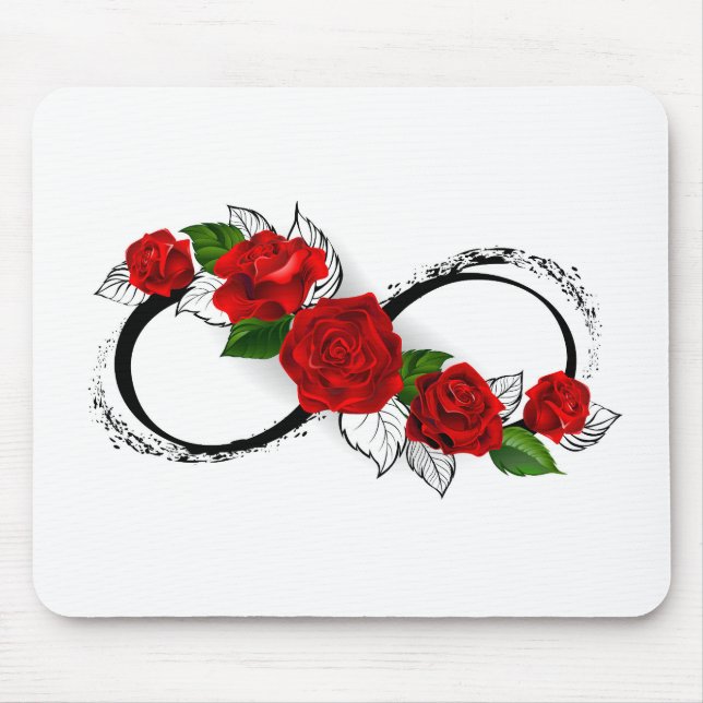 Infinity Symbol with Red Roses Mouse Mat (Front)