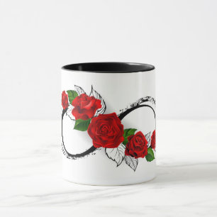 Infinity Symbol with Red Roses Mug
