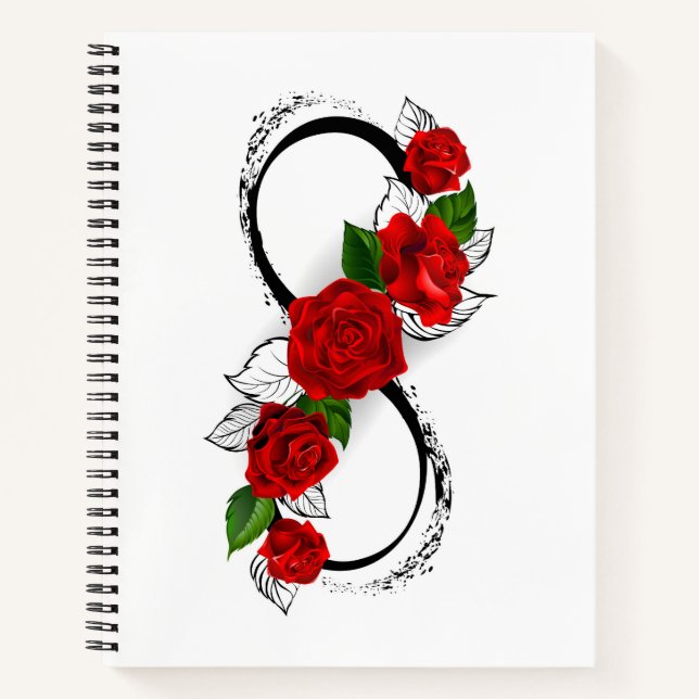 Infinity Symbol with Red Roses Notebook (Front)