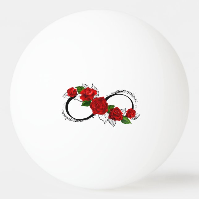 Infinity Symbol with Red Roses Ping Pong Ball (Front)