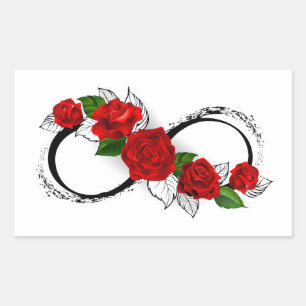 Infinity Symbol with Red Roses Rectangular Sticker